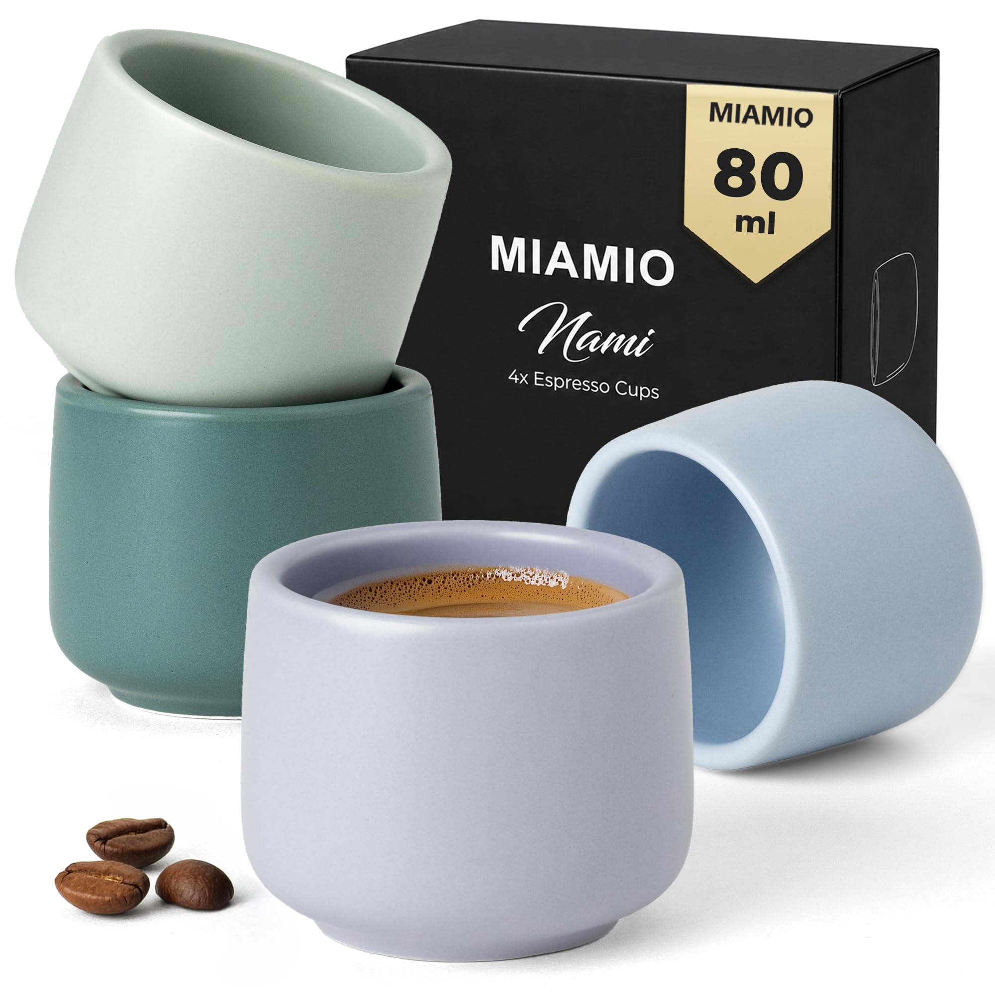 MIAMIO - Espresso Cups Set of 4, Ceramic (80 ml) - Nami (Pastel Coast) — image 1