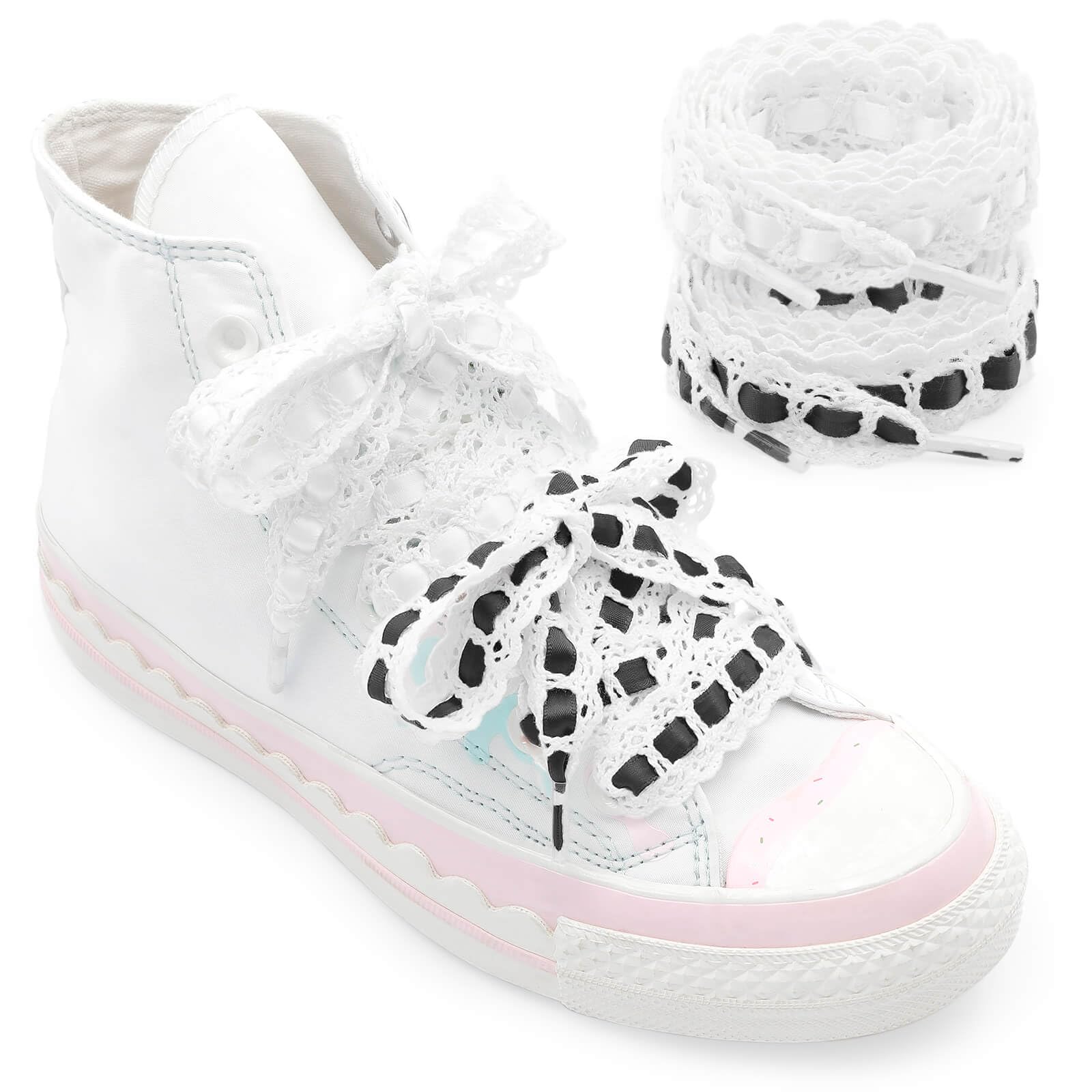 YJRVFINE Flat Satin Ribbon Shoelaces: 2 Pairs Wide Silk Shoe Laces for Women Girls