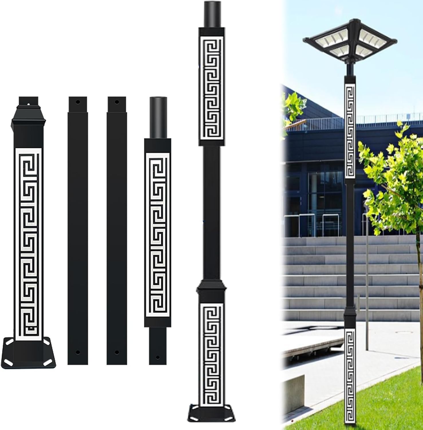 Professional Outdoor Solar Light Pole, Heavy Duty Thick Steel, Street Light Pole for Solar Panel and Lamp Installation, Perfect for Road, Driveway, Commercial and Domestic Area(4 Meters)