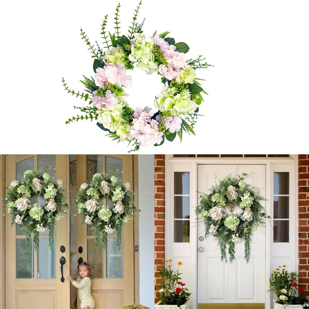 Corona de flores artificiales para puerta delantera, para temporada, boda, decoración del hogar