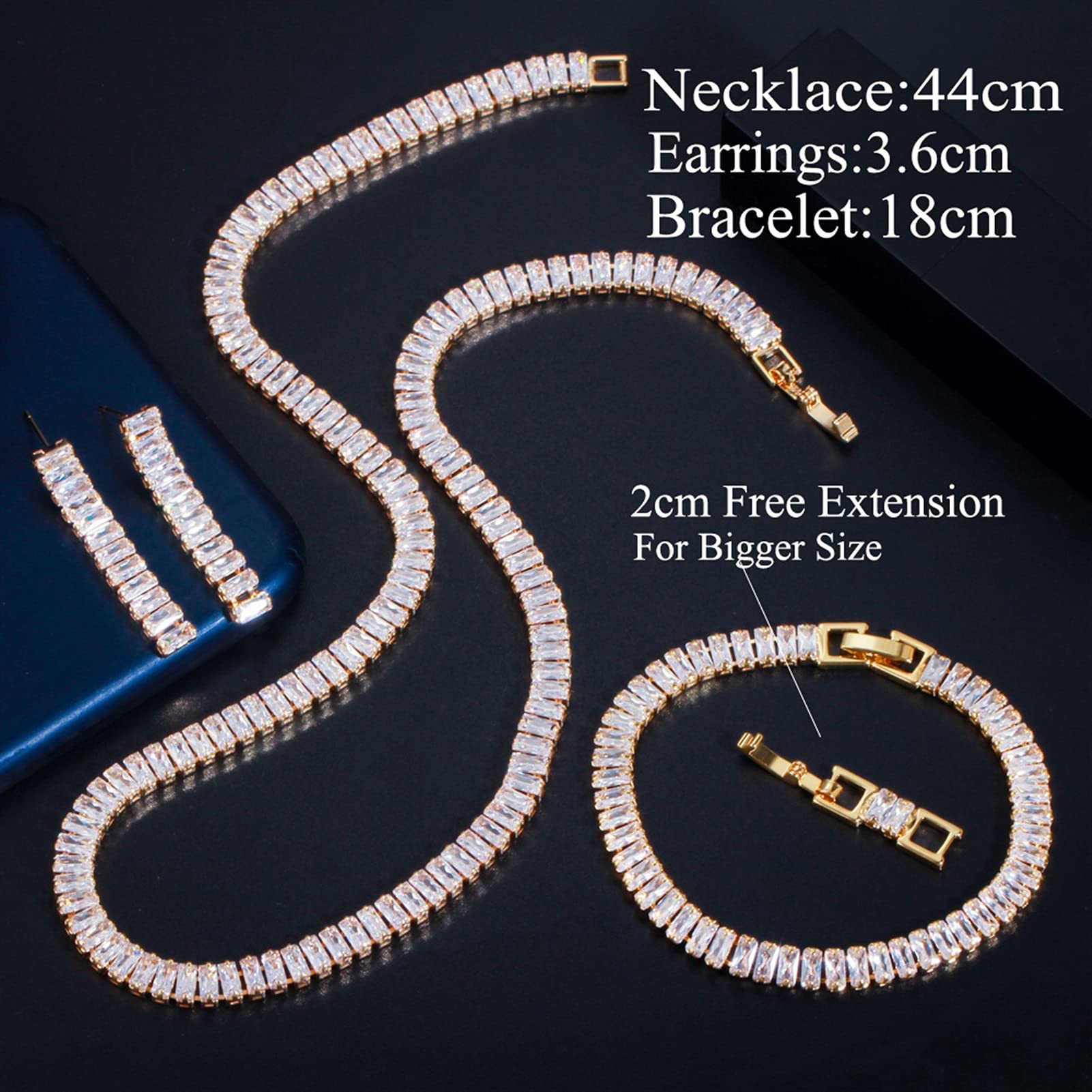 Gioielli 3 Pezzi Color Argento zirconi cubici per Donna Festa Nuziale Set di bigiotteria da Sposa Accessori Regalo