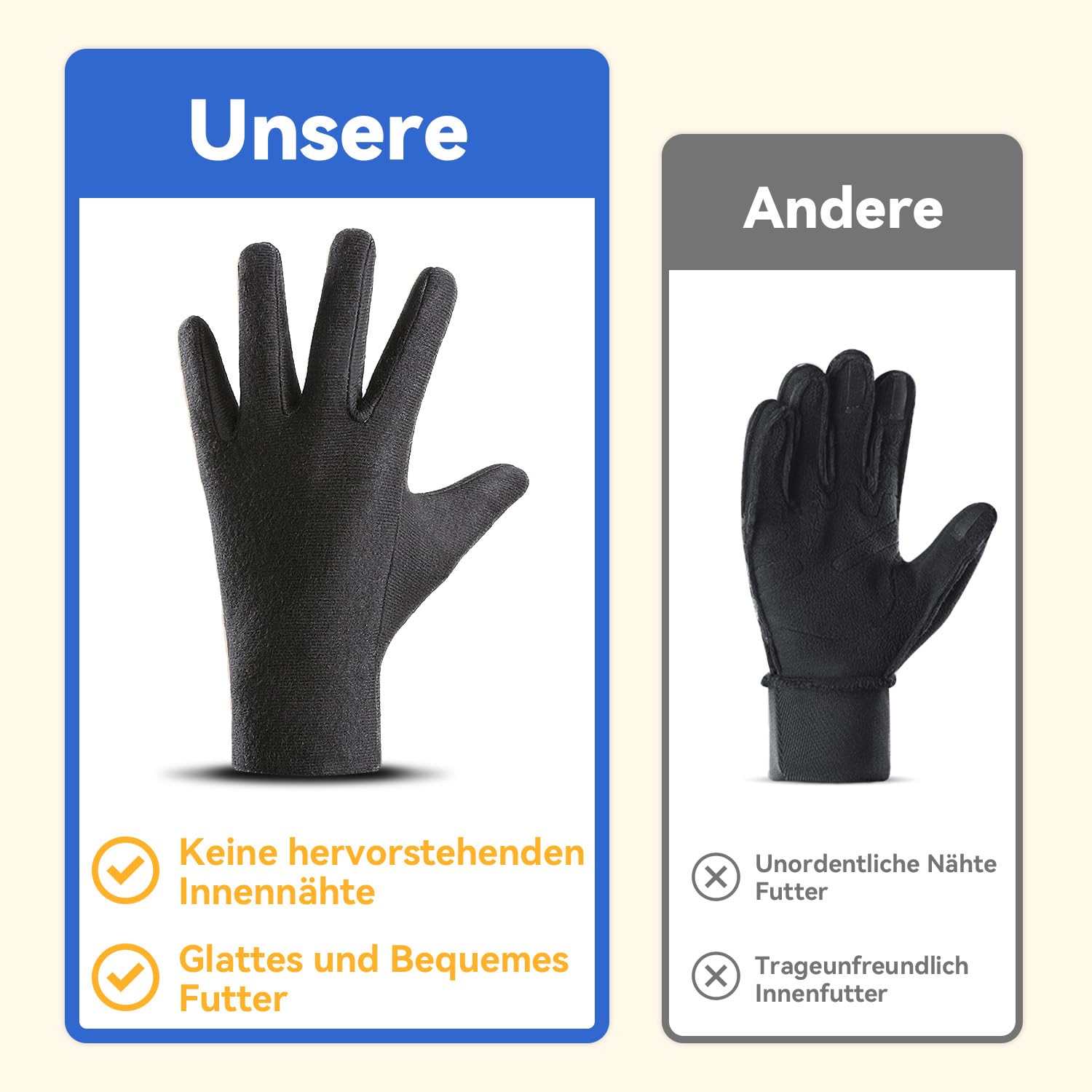 Gants Hiver Homme Femme, Gants de Vélo étanches avec Support pour écran Tactile, Gants Thermiques pour la Course à Pied, le Ski et la Conduite Automobile