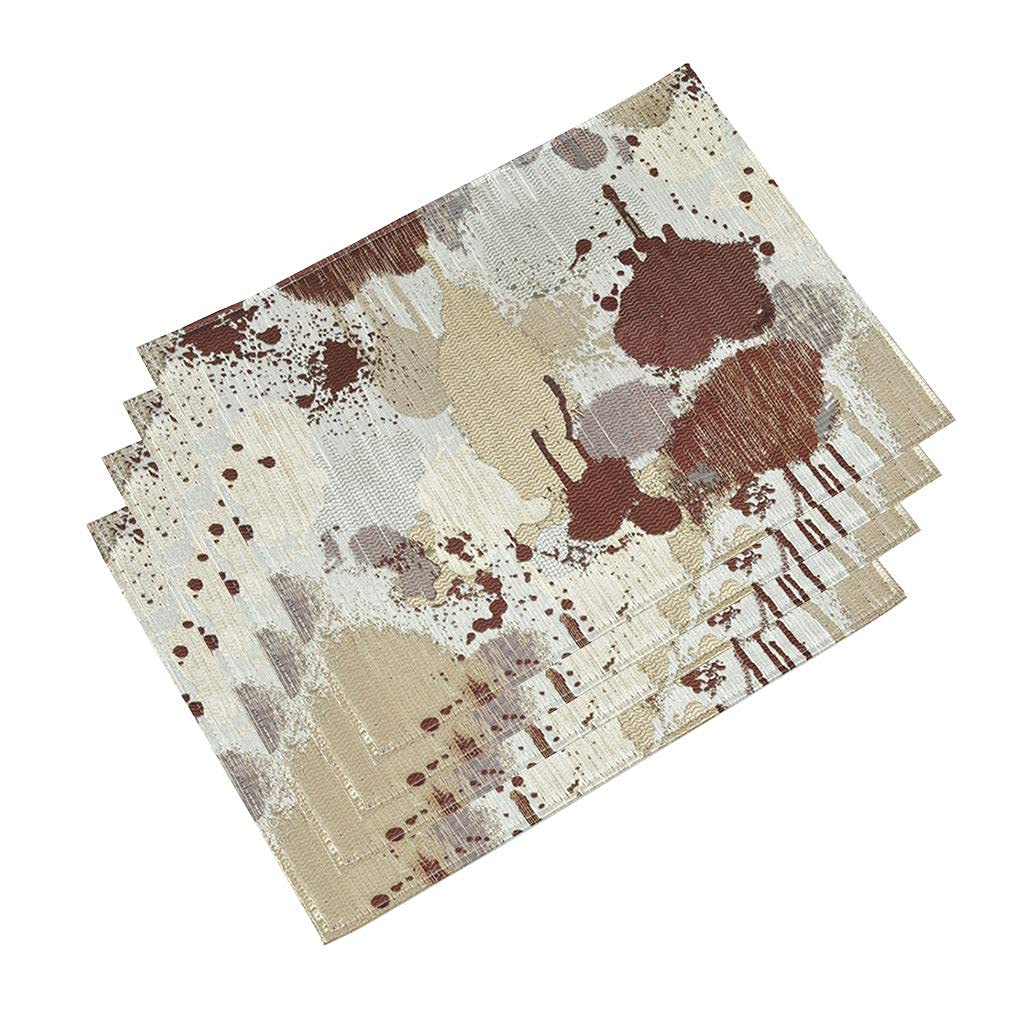 Manteles Individuales Resistentes al Calor, Juego de 4 manteles Individuales de poliéster Lavables, Antimanchas y Antideslizantes para decoración de Mesa de Cocina y Comedor, 15.7 x 11.8 pul