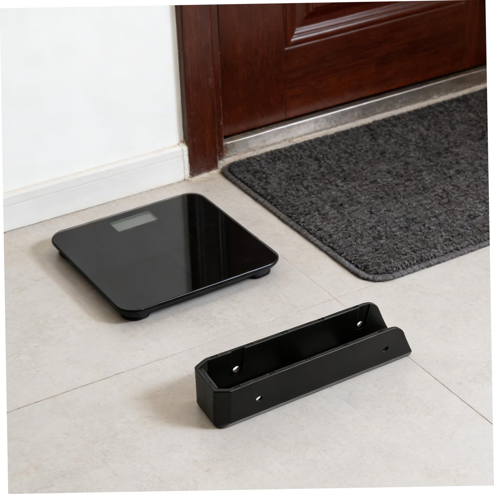 VILLCASE Supporto da Parete Compatto e Stabile in Acrilico Nero per Bilancia Digitale Porta Bilancia per Camera da Letto e Piccoli Appartamenti