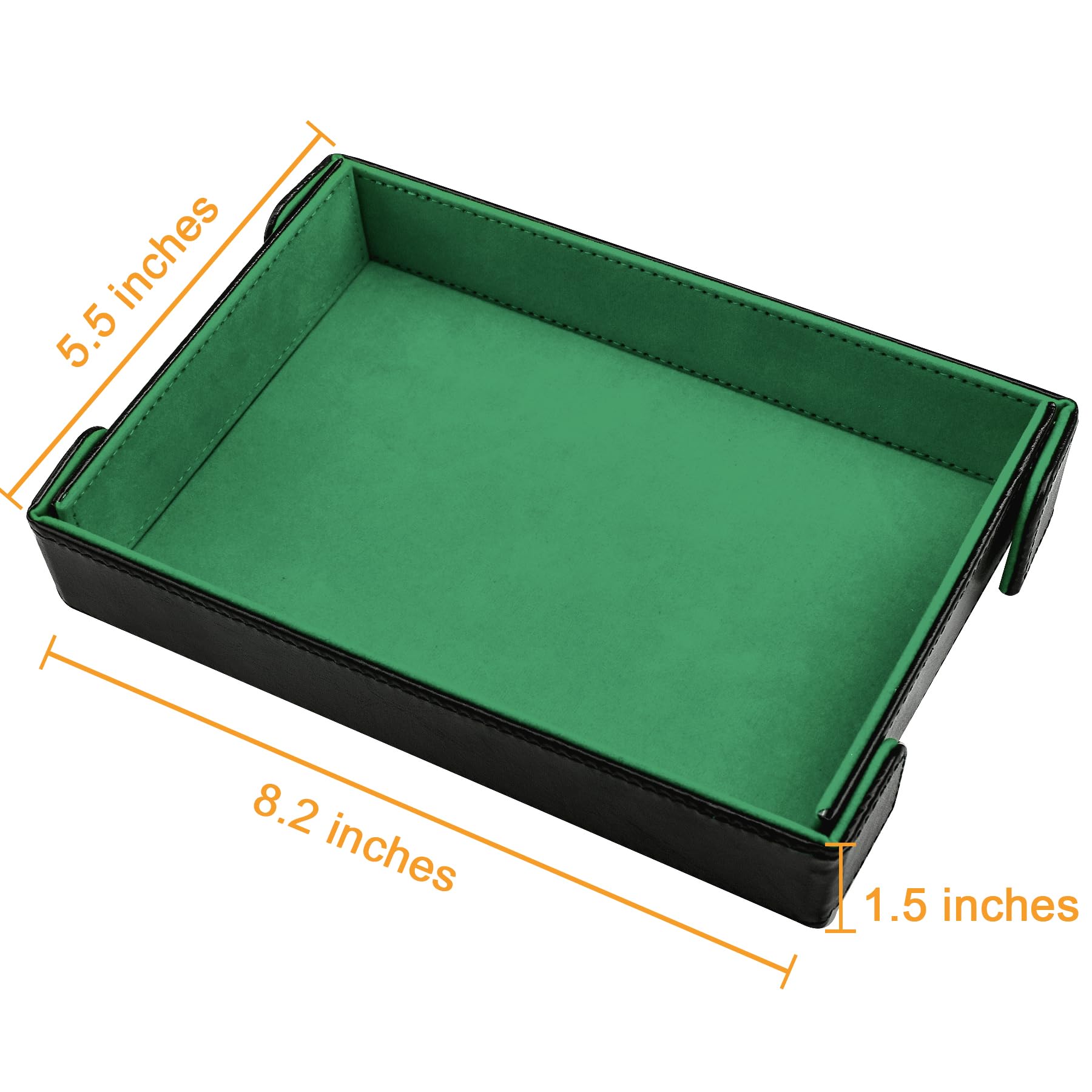 SIQUK Magnetic Folding Dice Tray Rectangle Dice Rolling Tray PU Leather Foldable Dice Holder Storage Box for D&D RPG Dice Games, Green - Image 2