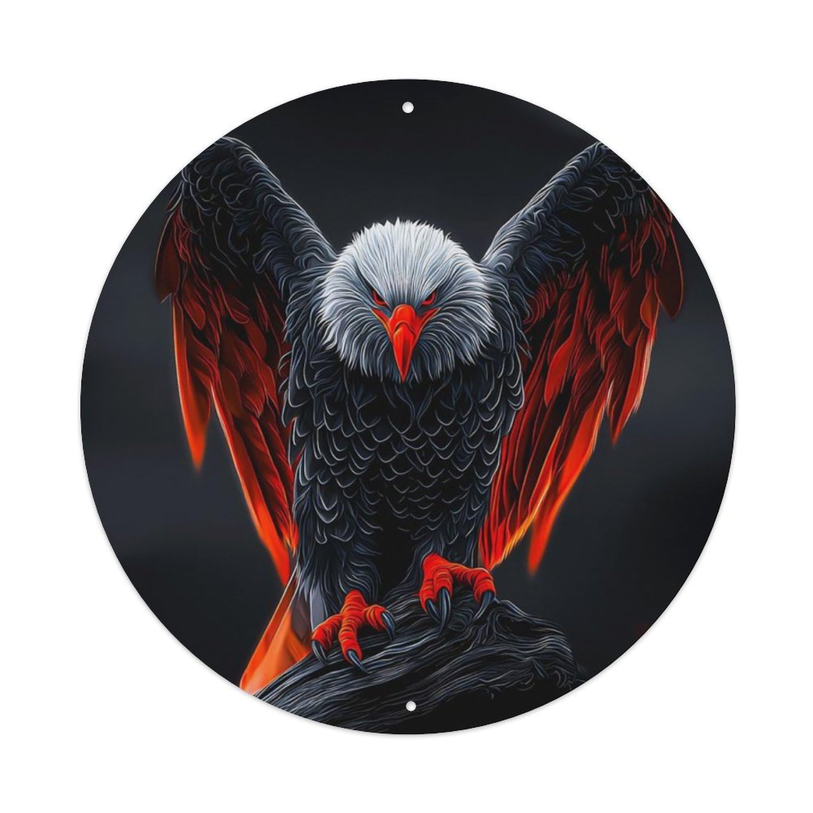 Animal Bald Eagle Cool Fierce Red Design Vintage Metal Tin Sign Plaque Wall Decor for Cafe, Club Bar, Office, Garden Metal Poster 8x8Inch