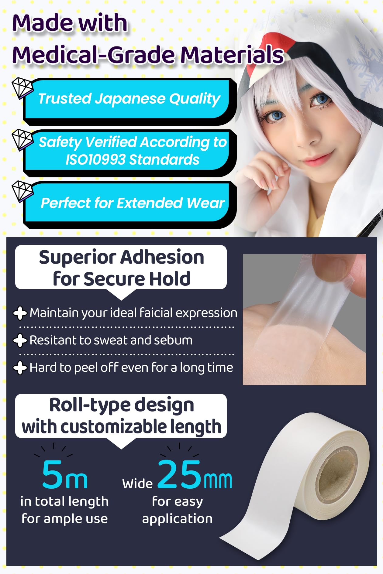 Cosplay Face Lift up Tape medical-grade face lifting tape invisible - Image 4