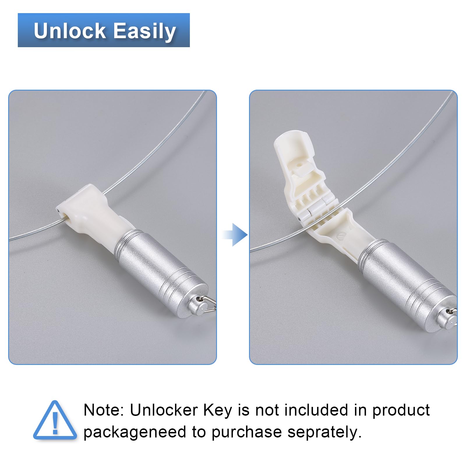 uxcell 100 cerraduras de gancho de clavija, bloqueo de seguridad de 4 mm, ABS para exhibición, antirrobo, para tienda minorista y centro comercial, color blanco
