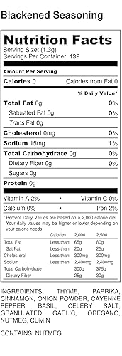 Miniatura 6 de Premium  Condimento de pollo Blackened Dry Rub Dust  Agitador grande  Sin calorías  Sin grasa  Sin grasa saturada  Sin colesterol  Sin azúcar