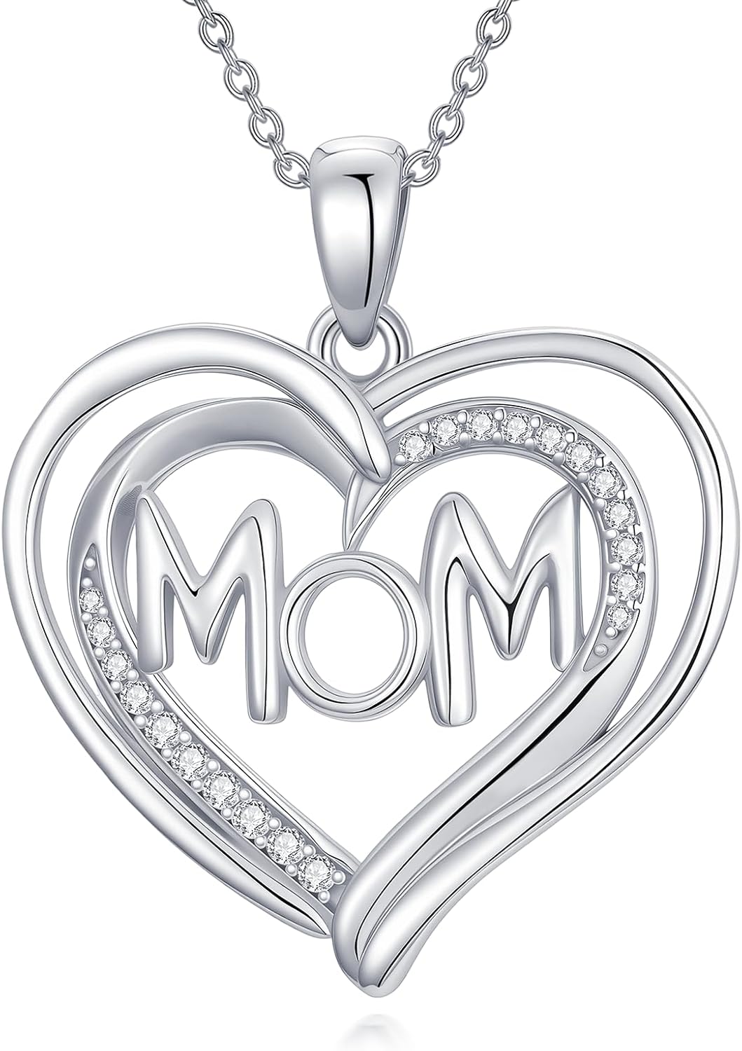 Mothers Day Gifts for Mom Sterling silver Necklace Heart Pendant necklace Mother Days Gifts form Son and Daughter