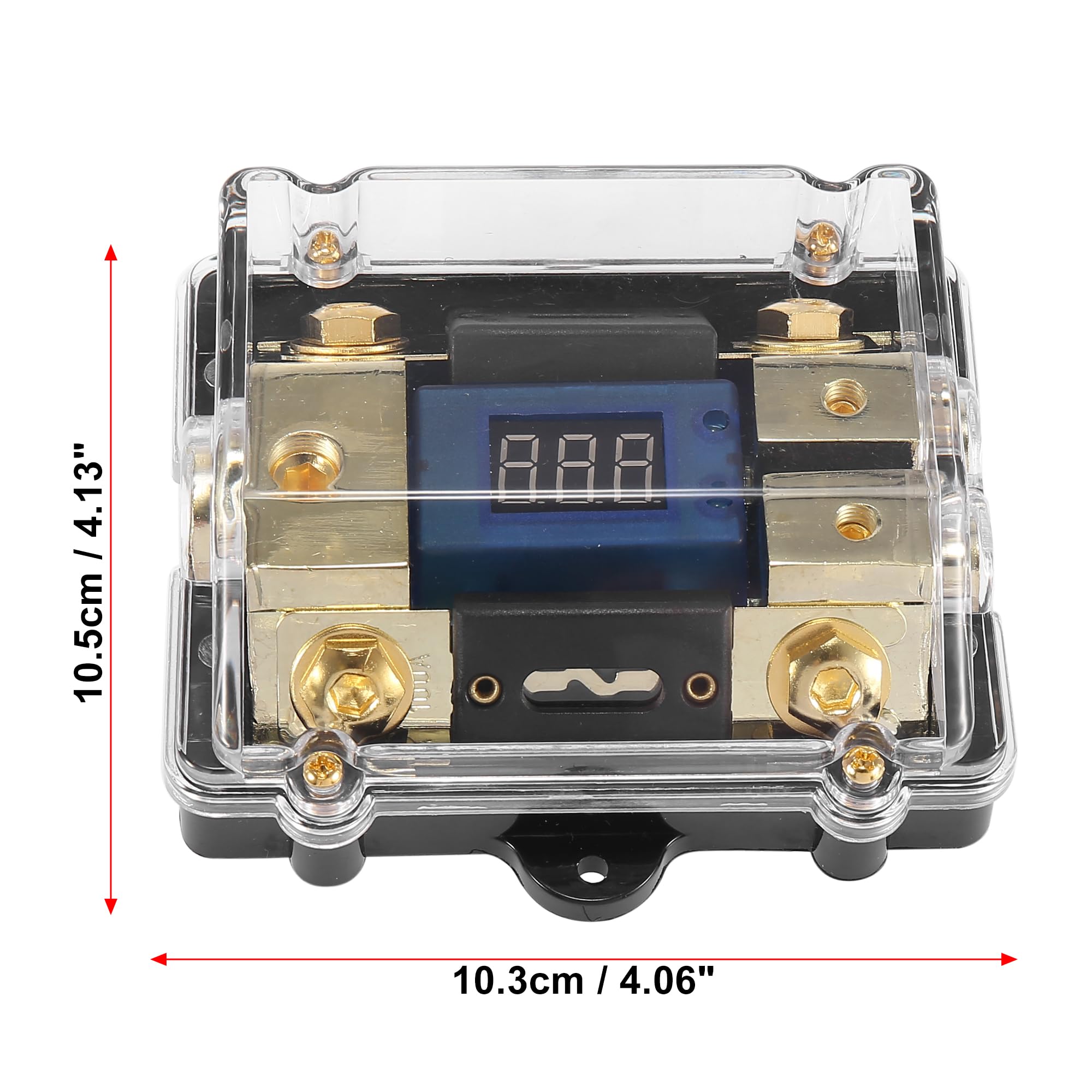 X AUTOHAUX Portafusibles ANL con pantalla LED digital estéreo para coche, con 2 bloques de distribución de fusibles