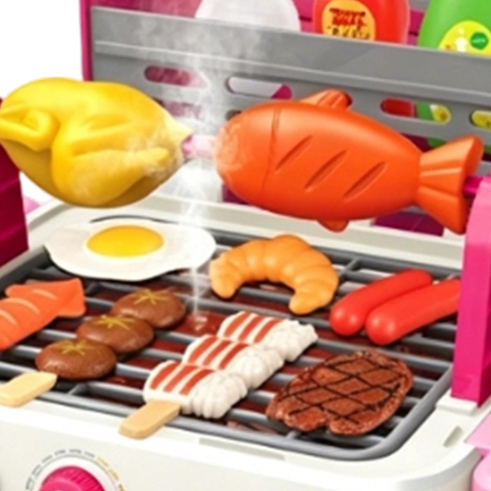 Set Griglia da Esterno per Bambini Set Pieghevole Interattivo con Suono e | Set Cibo Giocattolo Cucina Per Bambini e Bambine, Viaggio, Campeggio, Festa di Compleanno