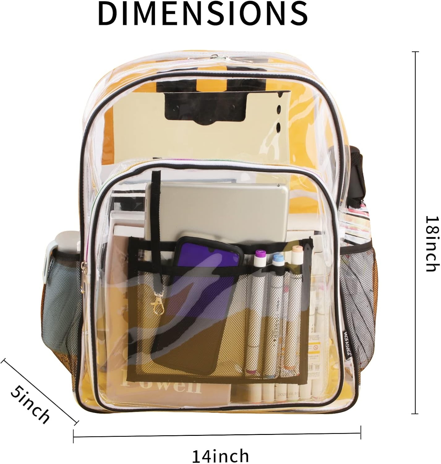 Clear School Backpack Waterproof Heavy Duty Tansparent Casual Laptop Rucksack Large PVC See