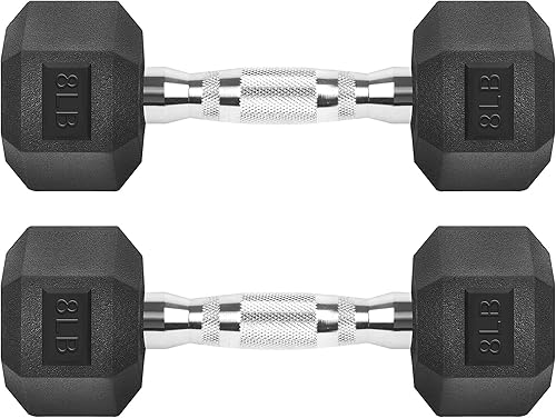 Zoomster Mancuernas hexagonales de hierro fundido con revestimiento de goma pesas hexagonales negras para ejercicios