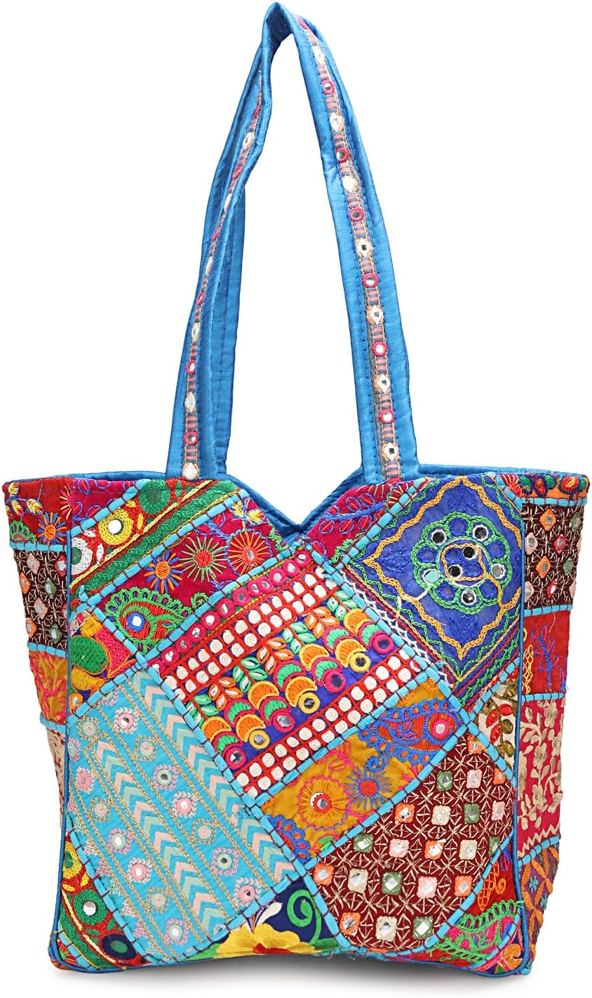 Handcrafted Banjara Hobo Tote Bag for Women, Multicolor Patchwork Design