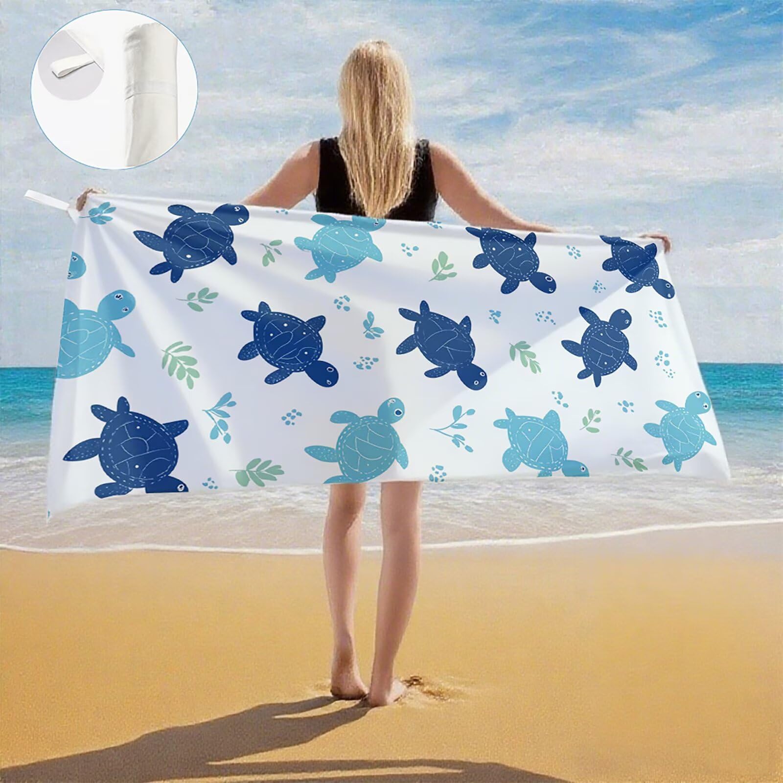 Serviette de Plage XXL 80x160 cm,Mignon Serviette Plage Microfibre avec Séchage Rapide, Anti-Sable, Absorbante Fonction Design pour Vacances Piscine Pique-Nique Voyages Yoga, Cadeau Femme Q-761