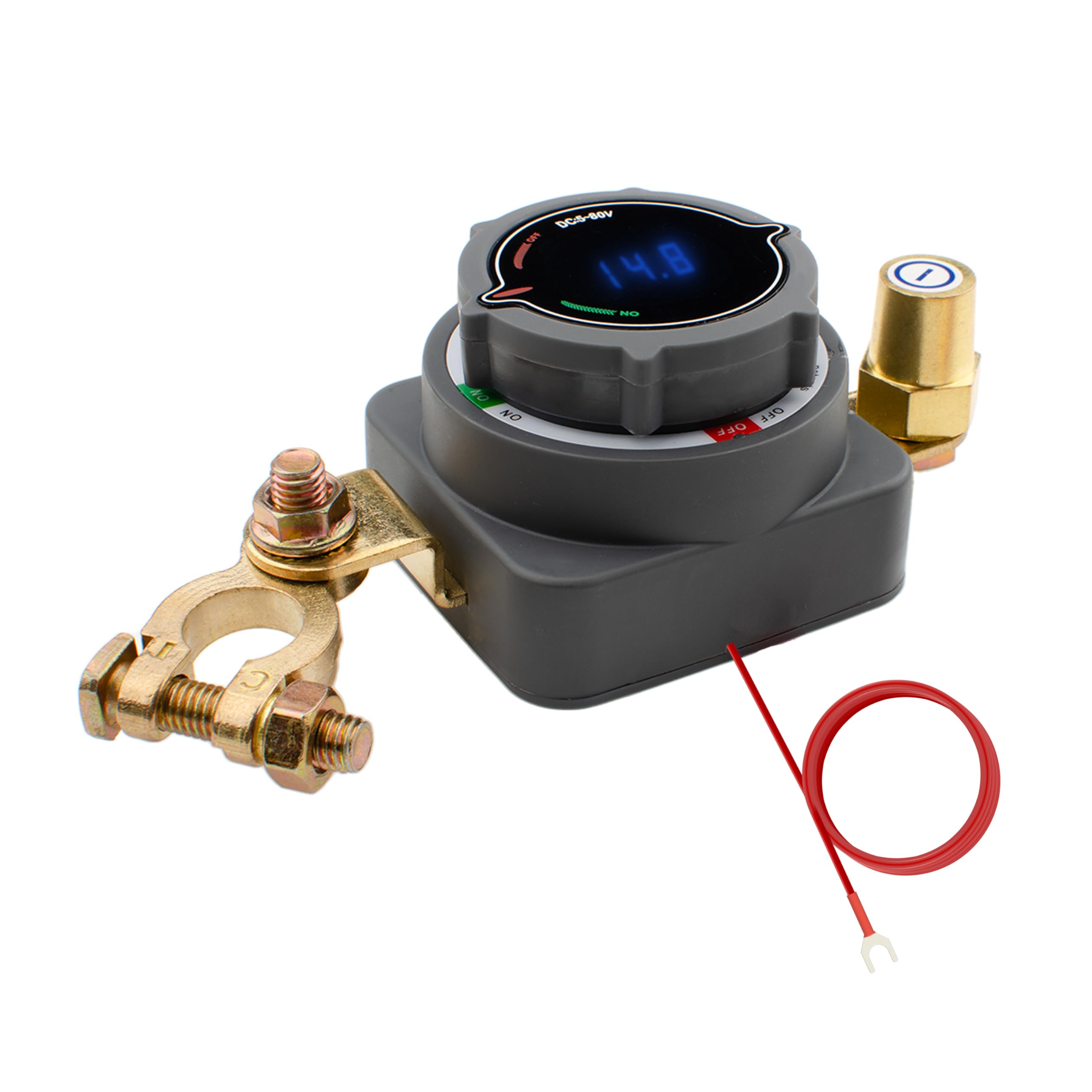 matell Mechanical Battery Disconnect Switch with Digital Display 80V/2000A Heavy-Duty Disconnect Isolator Waterproof & High-Temp Resistant for Car/Trucks/Boats/RVs