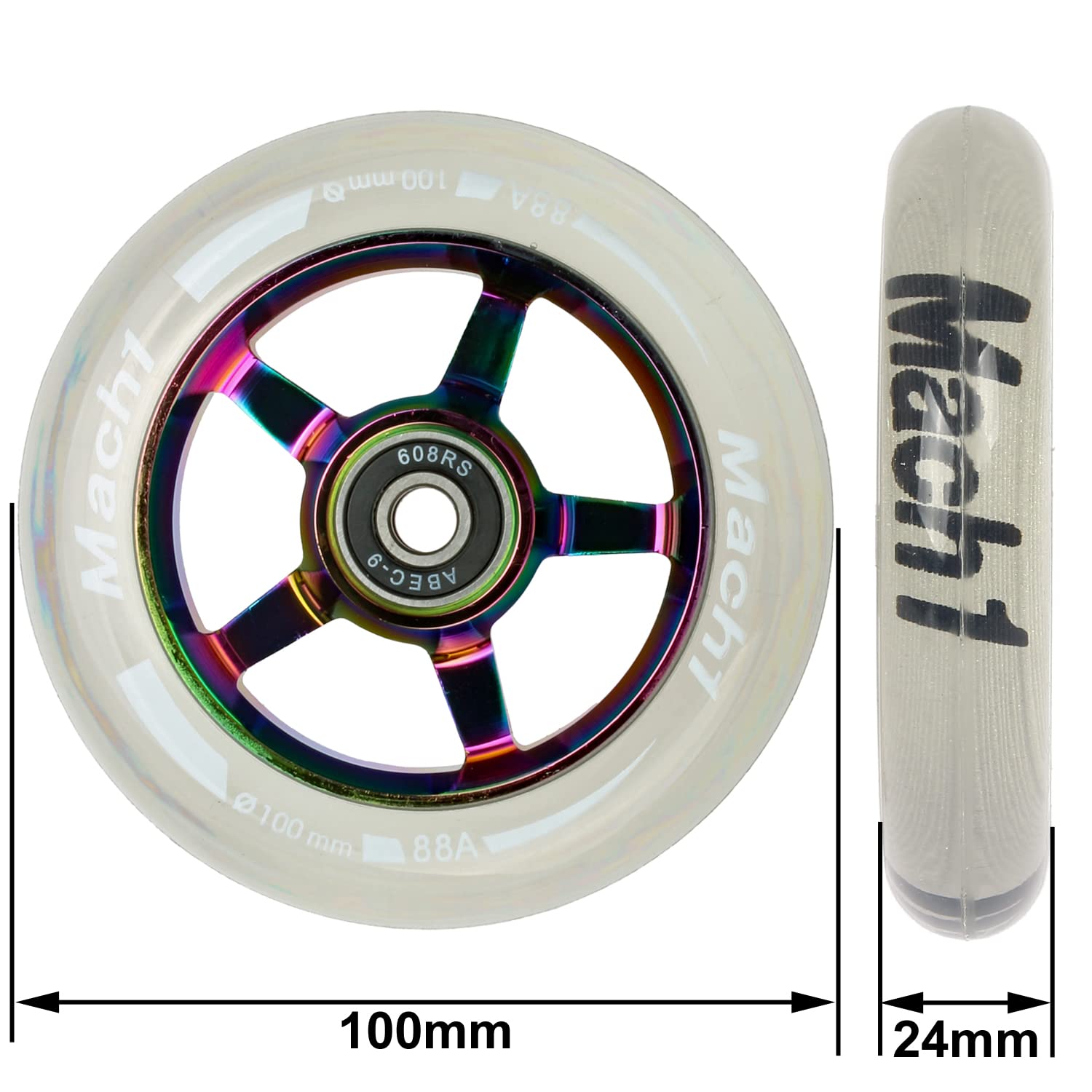 DBREAKS Lot de 2 roues de rechange de 120 mm avec roulements à billes ABEC 9, dureté 88A, pour tous les types de scooters (noir