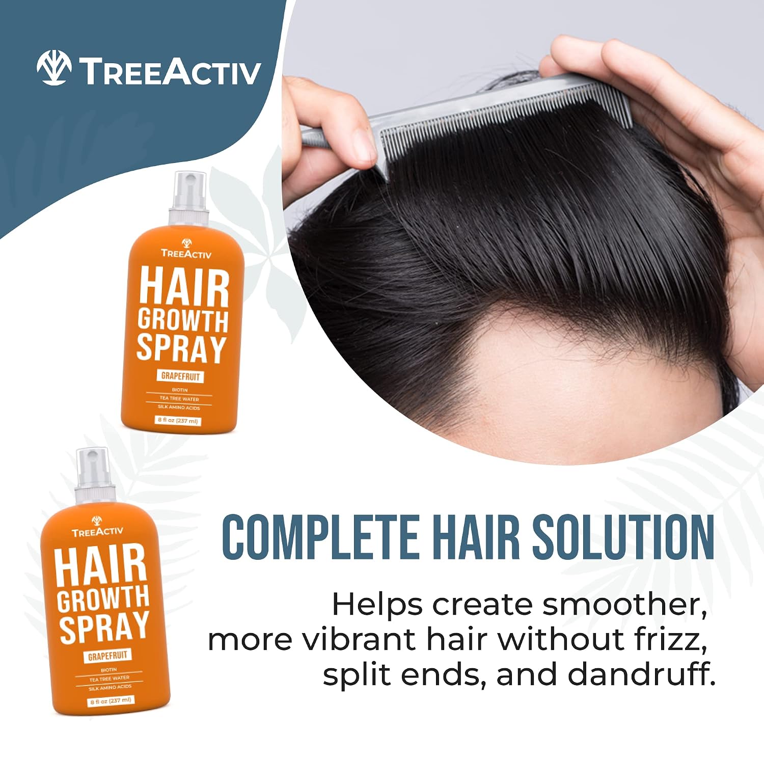 TreeActiv Hair Growth Daily Nourishing Spray with Biotin and Argan Oil - 8 oz, For Fuller Hair For Women and Men, 2000+ Sprays