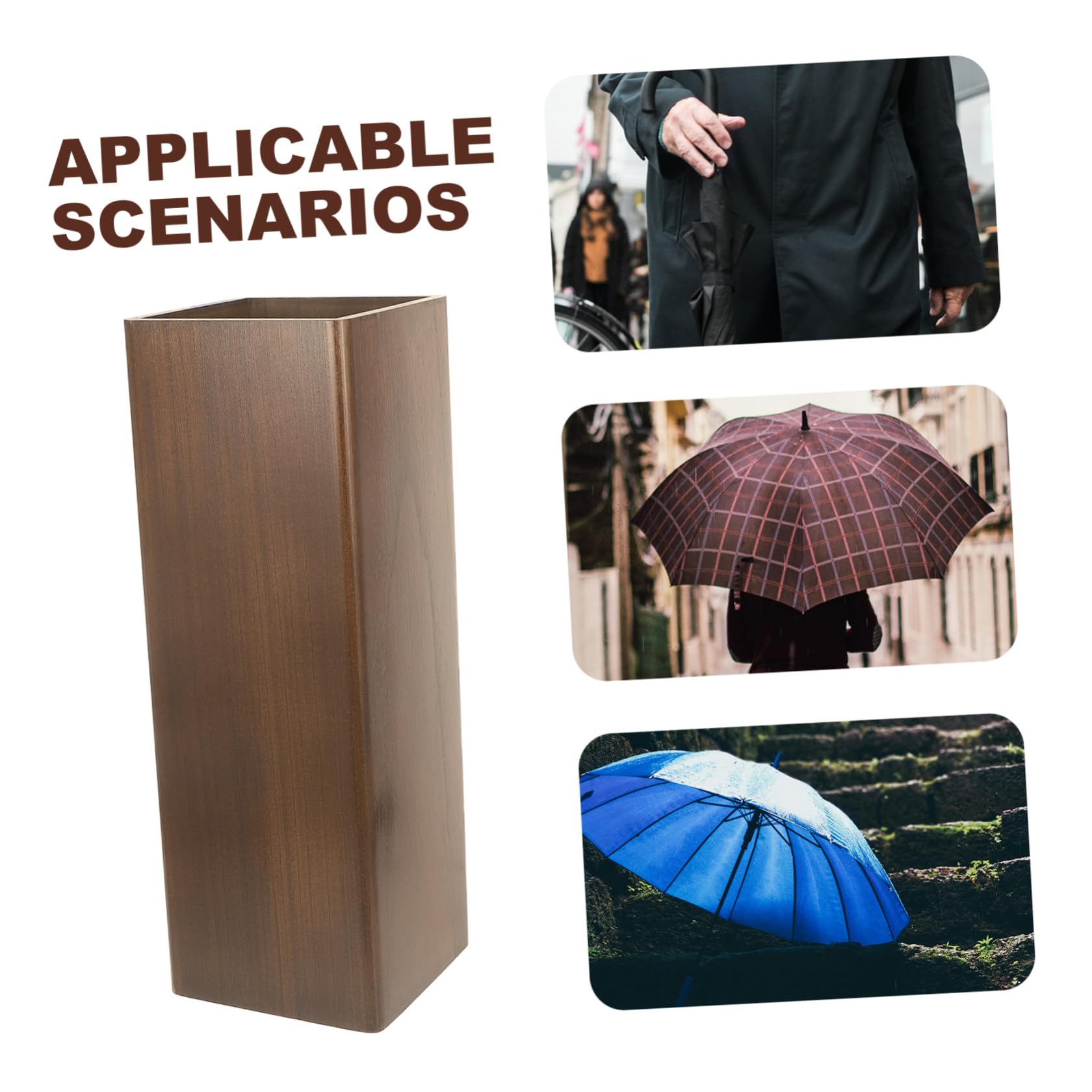 Umbrella Stand For Entryway, Floor Umbrella Holder in Legno Massello, 17,5x17,5x50 Cm, Organizer Salvaspazio per Ingresso Casa e Hotel