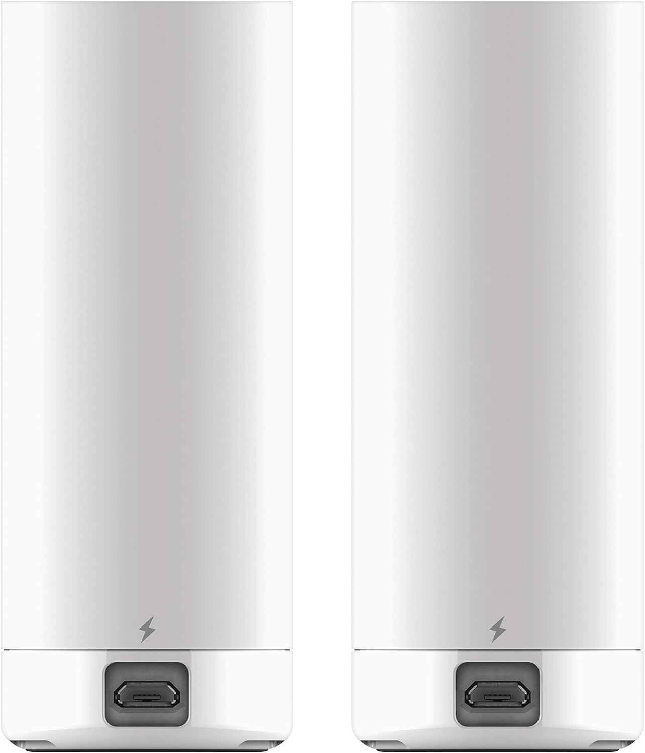 Back view of two D-Link DCS-8000LH cameras showing the micro USB port