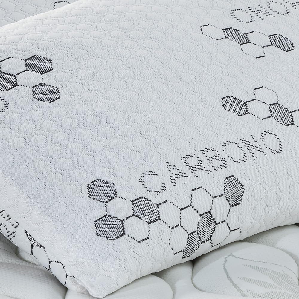 Don Descanso Pack 2 Oreillers en Carbone Viscoélastique 70cm avec Flocons 100% Viscoélastiques, Fermeté Moyenne, Ergonomique, Adaptable à la Tête et au Cou et Respirant. Fabriqué en Espagne