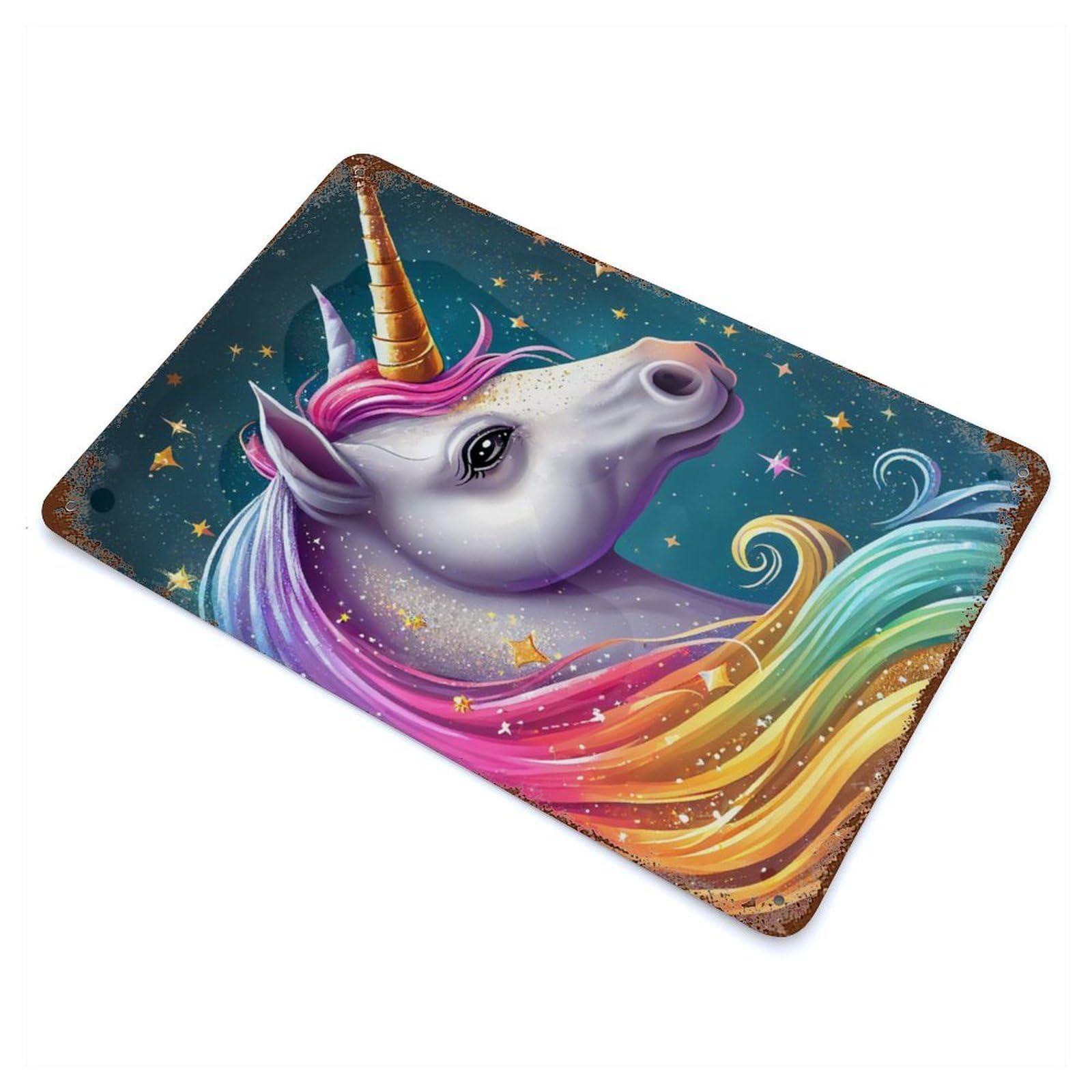 Unicorn Sweet 11.8"x7.9" Aged Metal Wall Plaque, Novelty Wall Decor for Garage, Bar And Workshop Decor