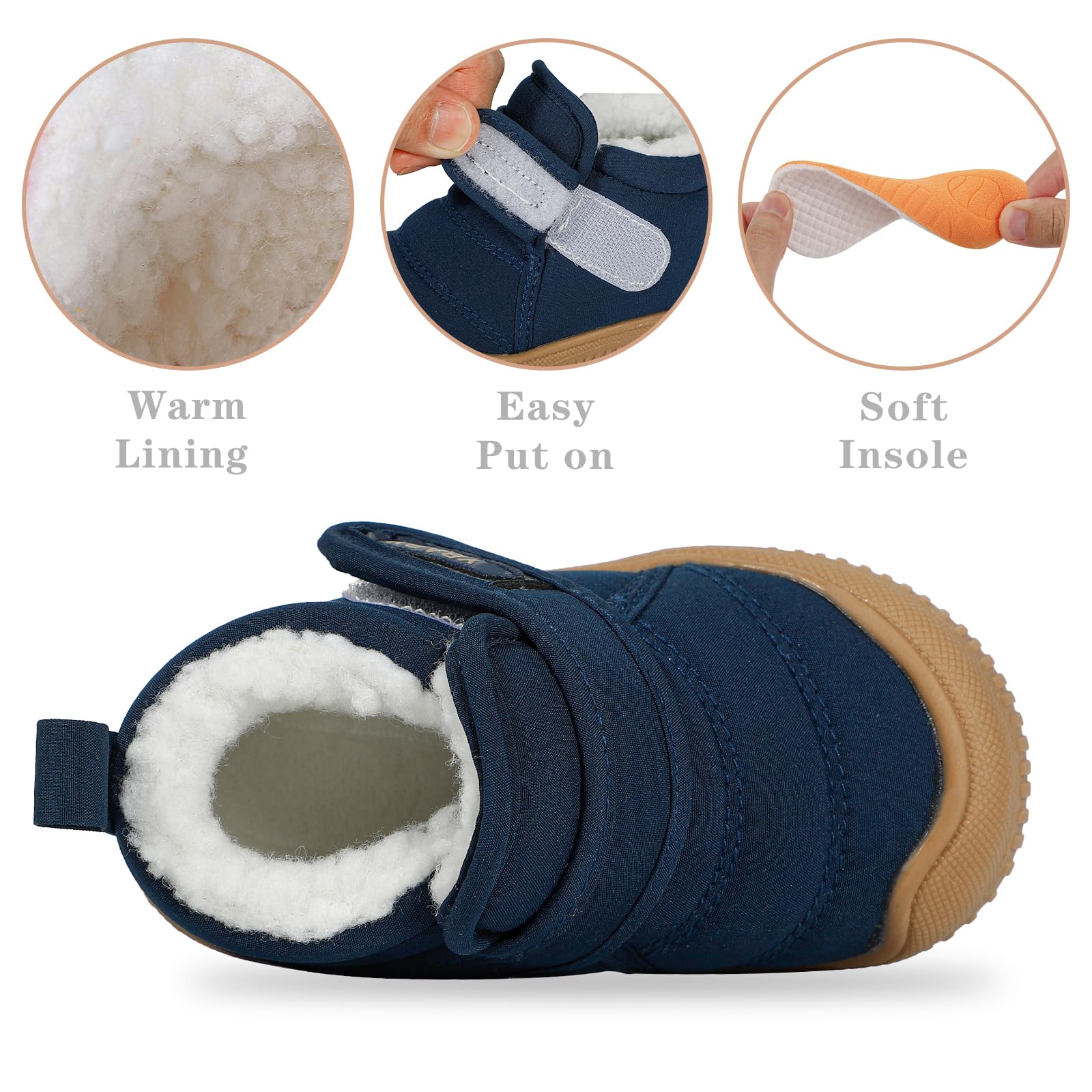 1-5 Année Hiver Bottines Bebe Garçon Fille Chaud Chaussures Pour Enfant Tout-petit Fourrée Doublure Antidérapant