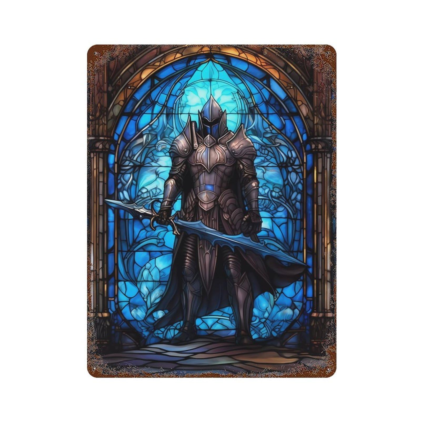 Soldier with Sword 1 15.7"x11.8" Retro Metal Sign, Old School Wall Decor for Office, Studio And Wall Decor