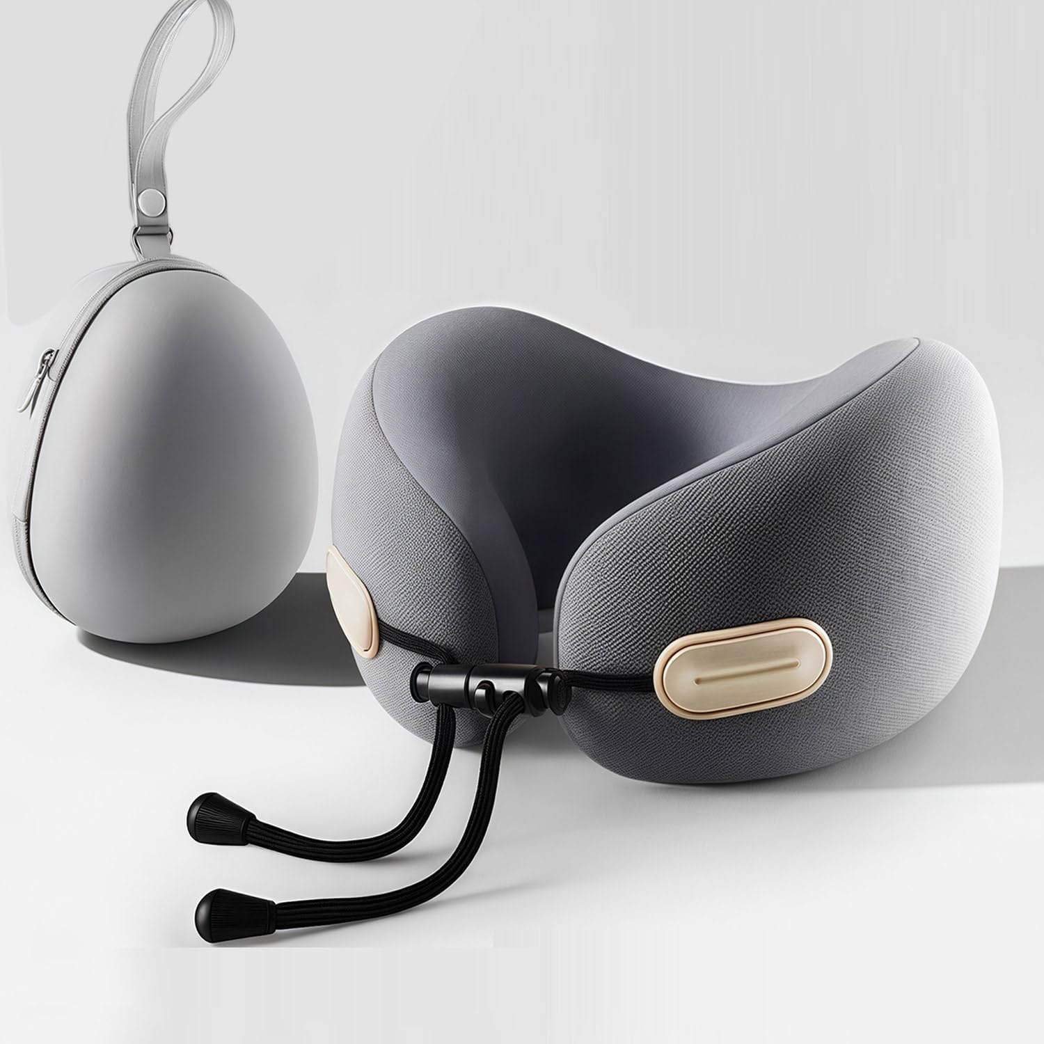 Travel Neck Pillow with Storage Case, 100% Pure Memory Foam,