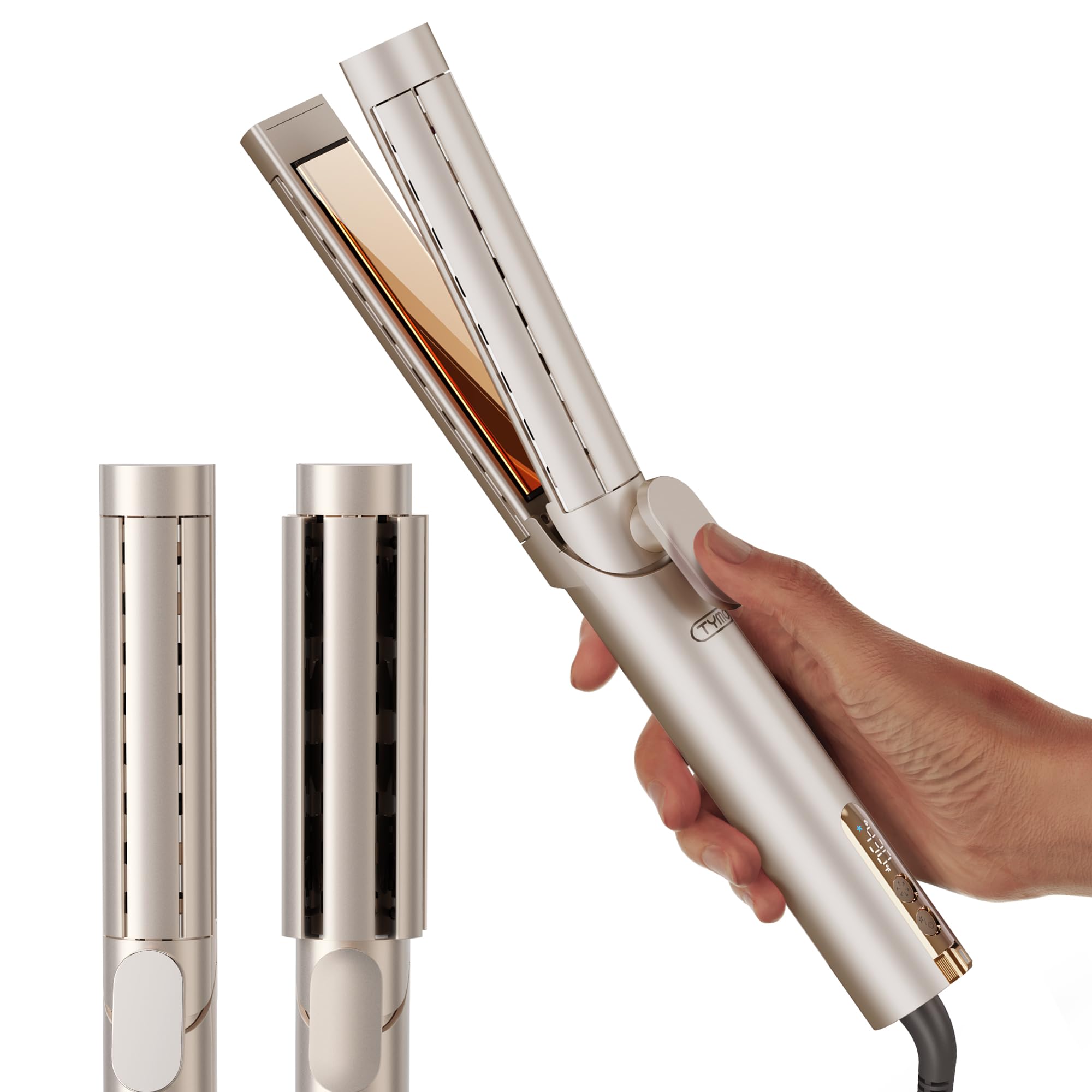 TYMO AIRQ Dual-Size Airflow Flat Iron Curling Iron 1 1/2 Inch to 2 Inch