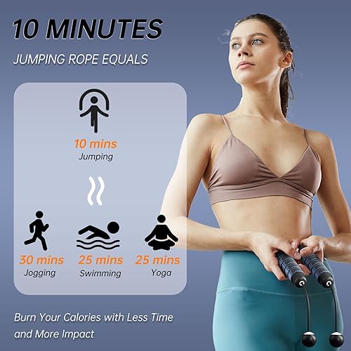 Miniatura 4 de Cuerda de saltar con peso para fitness, cuerda de saltar inalámbrica para mujeres, hombres y niños, cuerda de saltar sin cuerda para entrenamiento,