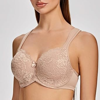 MELENECA Women's Minimizer Bra Full Coverage Plus Size Underwire Lace Comfort Cushion Strap