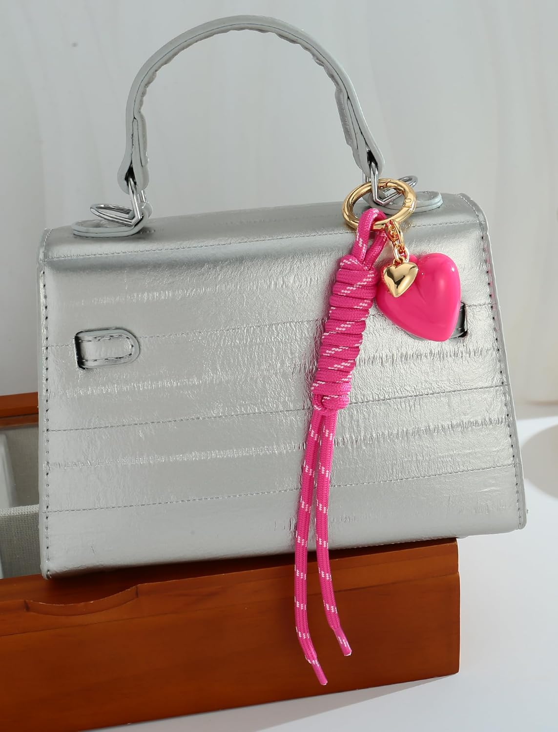 Heart Bag Charms for Backpacks Knot Rope Keychains Cute Heart Keychain Vintage Pink Keychains Purse Charms for Handbags Tote Bags Women Accessories - Image 8