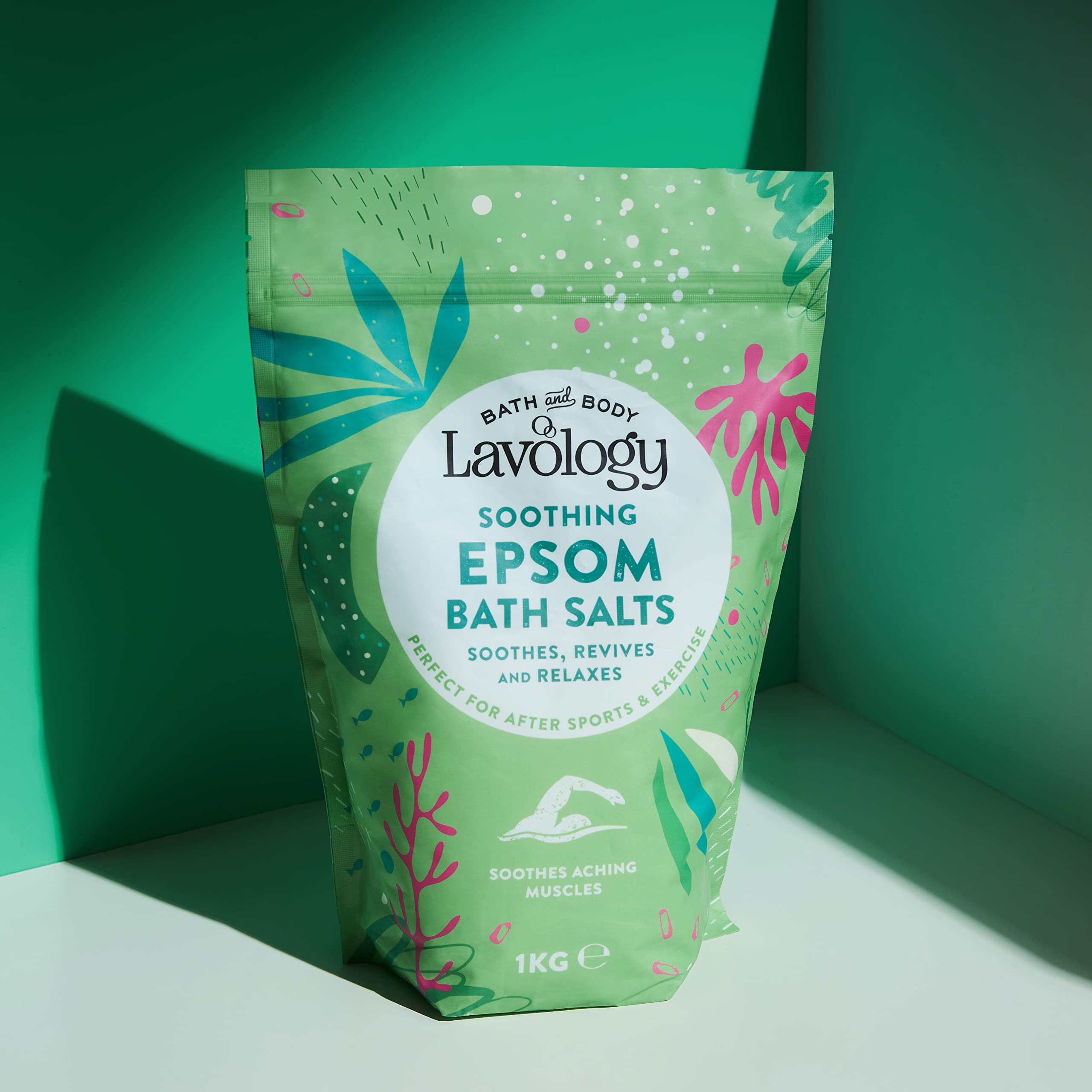 Lavology Epsom sól do kąpieli, wszystkie naturalne składniki, kojące, relaksujące, 1 kg