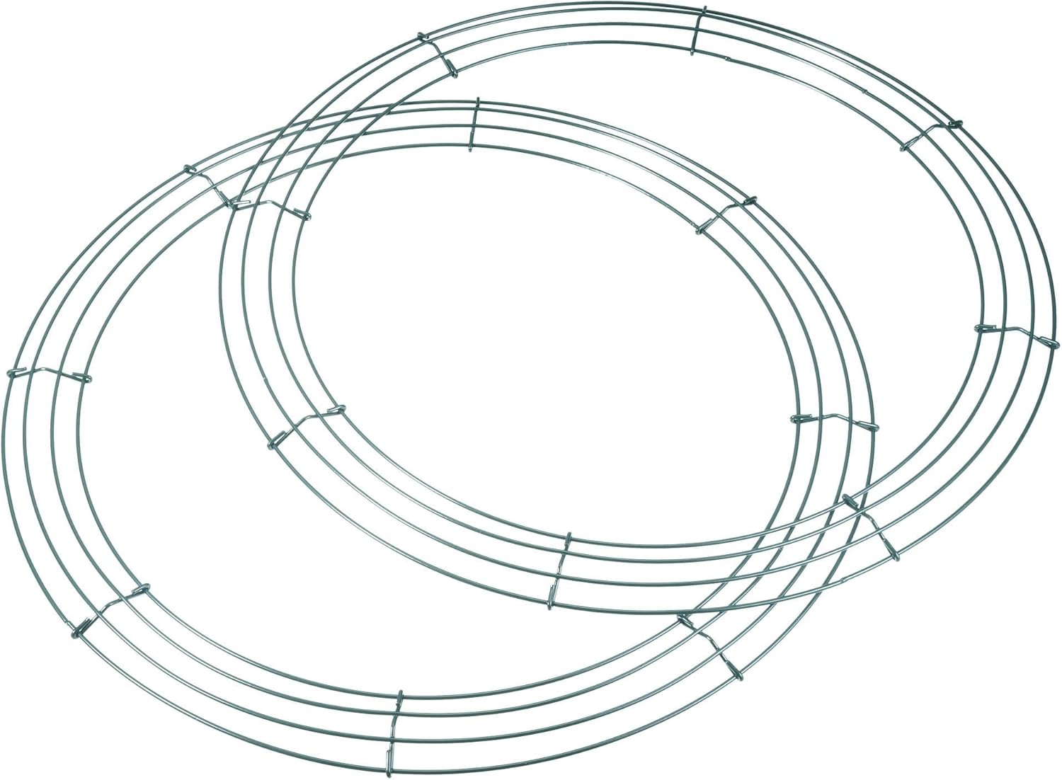 MECCANIXITY Metal Wire Wreath Frame 18 Inch Form Hanger for Christmas Wedding Floral Arrangements, Green 2 Pack