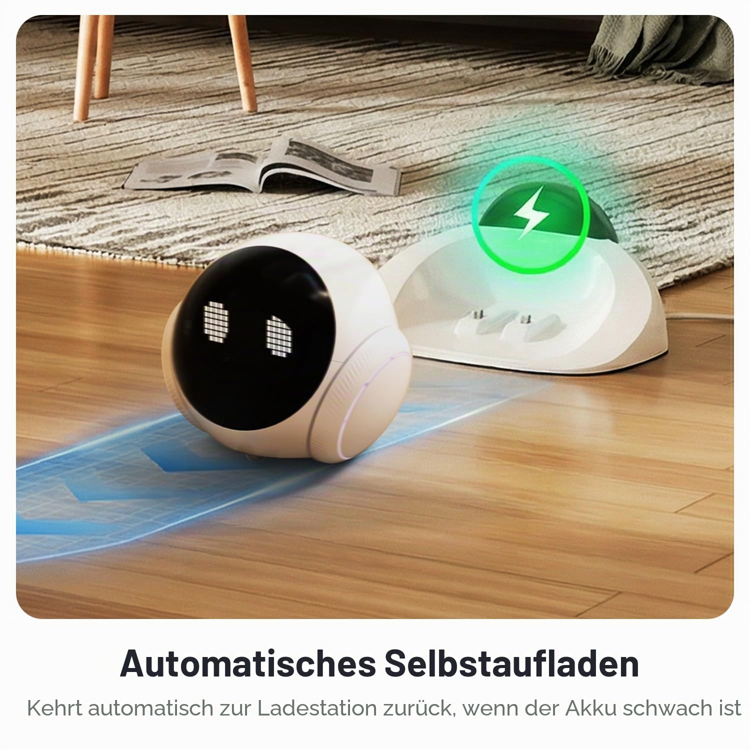 Smart Mobile Haustierkamera Roboter für Zuhause Indoor, Bewegliche 1080P Überwachung Hund und Katzen, 2-Wege-Gespräch, Nachtsicht, Batteriebetrieben mit Telefon-App-Steuerung