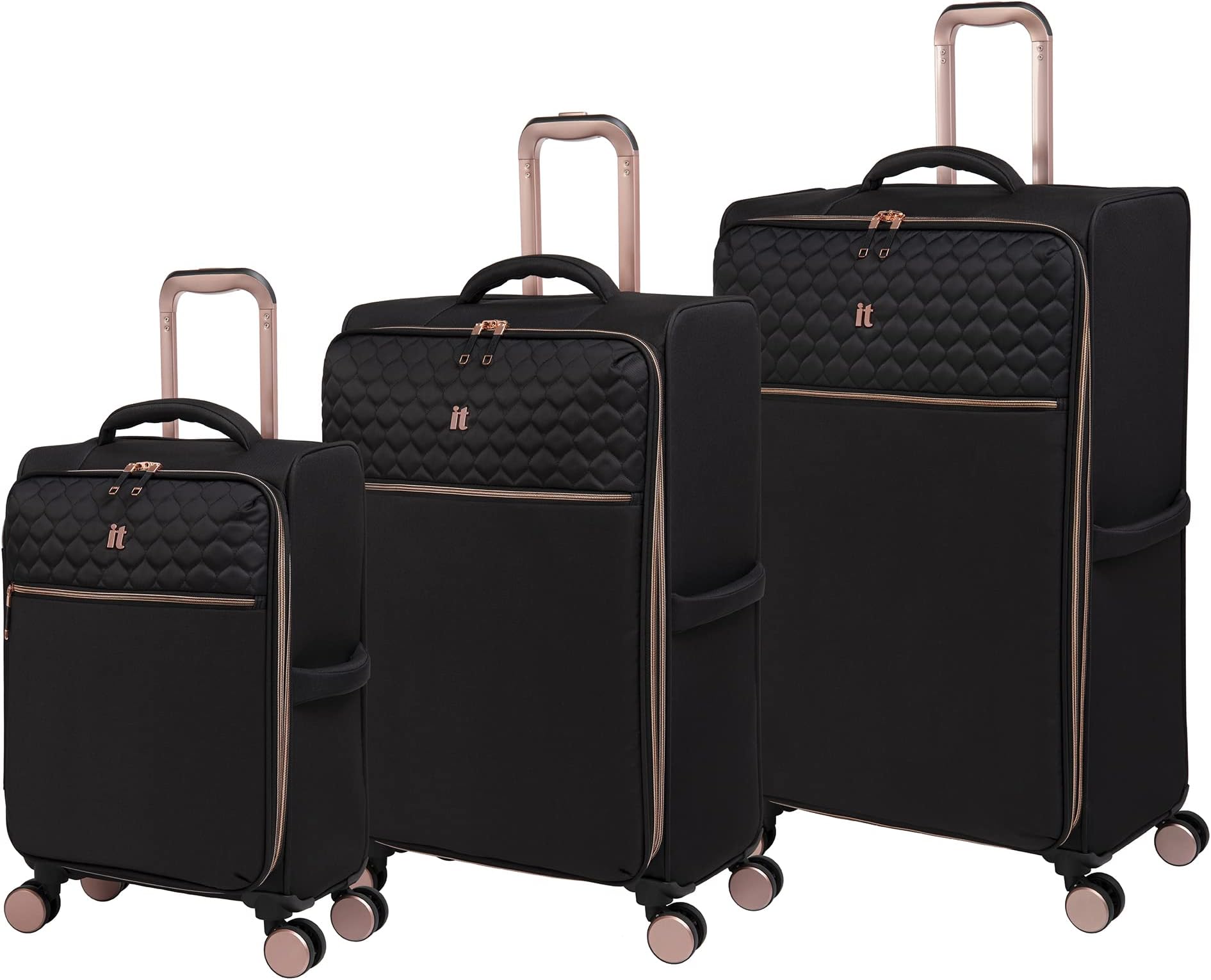 it luggage Divinity II 8 Wheel Expandable Spinner Set, Black (Pack of 3), Black, Pack of 3, Divinity Ii 3 Pc 8 Wheel Expandable Spinner Set
