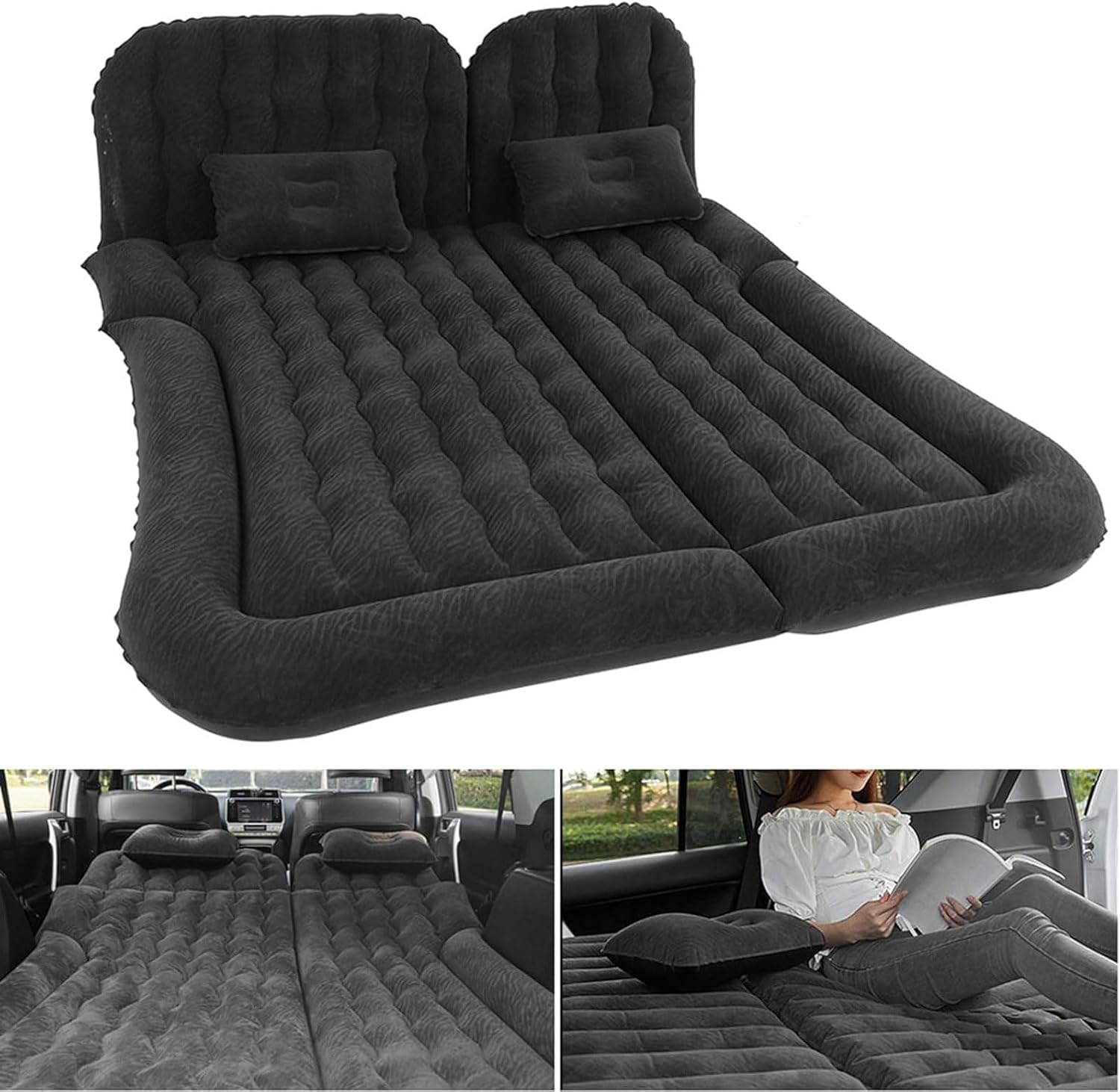 HPJHBMDM Car Bed for Ford Edge 2007-2020 2021 2022 2023 2024 2025, Portable Folding Double Car Air Mattress Trunk Airbed Sleeping Bed Traveling Car Accessories,Black