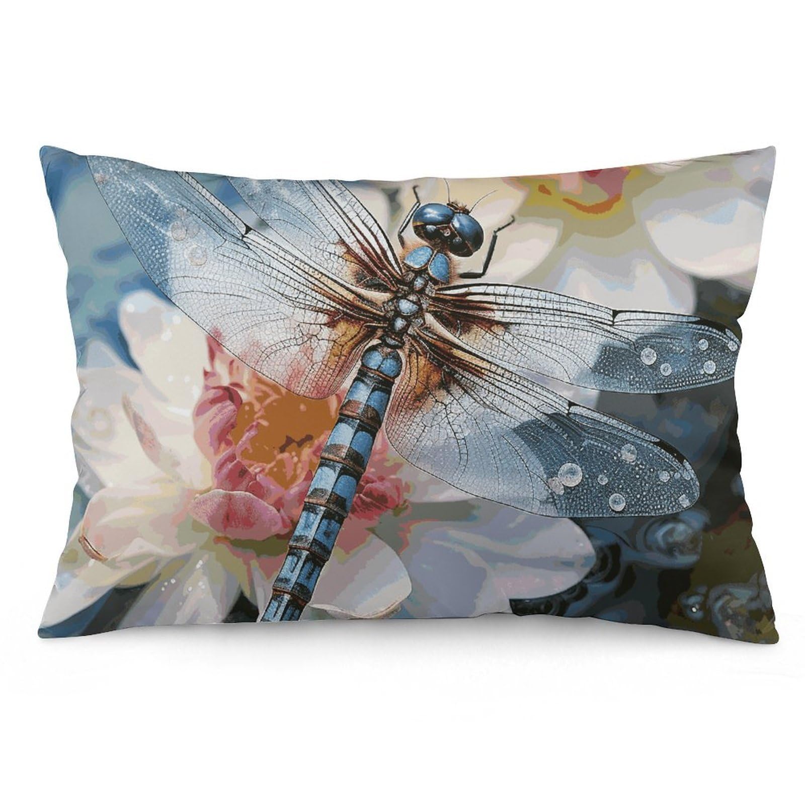 NTVOWPZO 2 Pack Decoration Throw Pillow Covers 12 "x20 Pillowcases Covers Dragonfly Flower Pillowcases Modern Farmhouse Home Decor Sofa Cushions Covers for Couch Bed Living Room