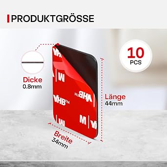 Doppelseitiges Klebepads Extra Stark 10St Doppelseitiges Klebeband Klebepads Doppelseitig Montageband Wasser & Temperaturbeständig für Autos Häusern und Büros Action-Kameras 44 * 34mm