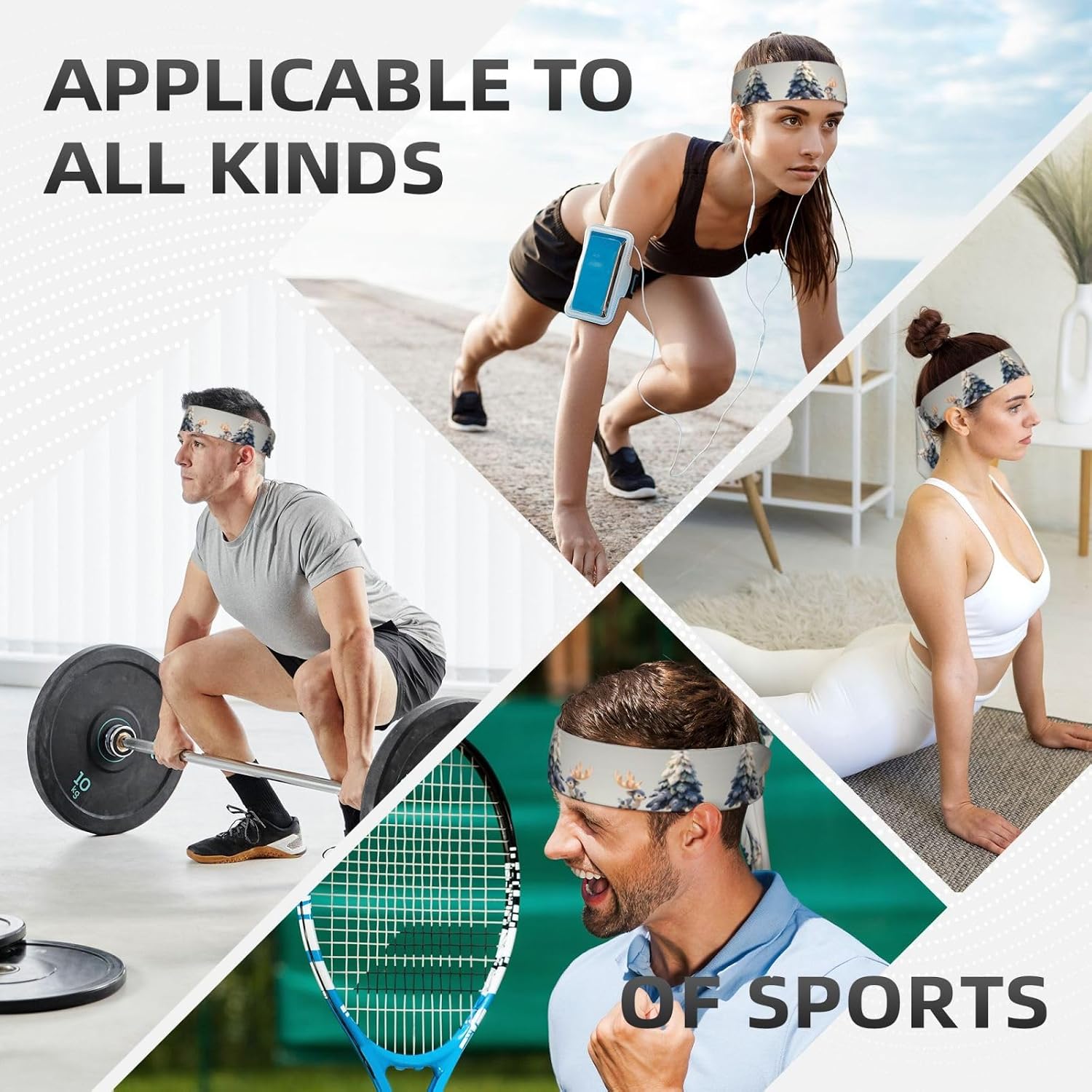 Elk By The Tree Sports Sweatband Headband Absorbent Elasticity Accessory for Running Outdoor Activities