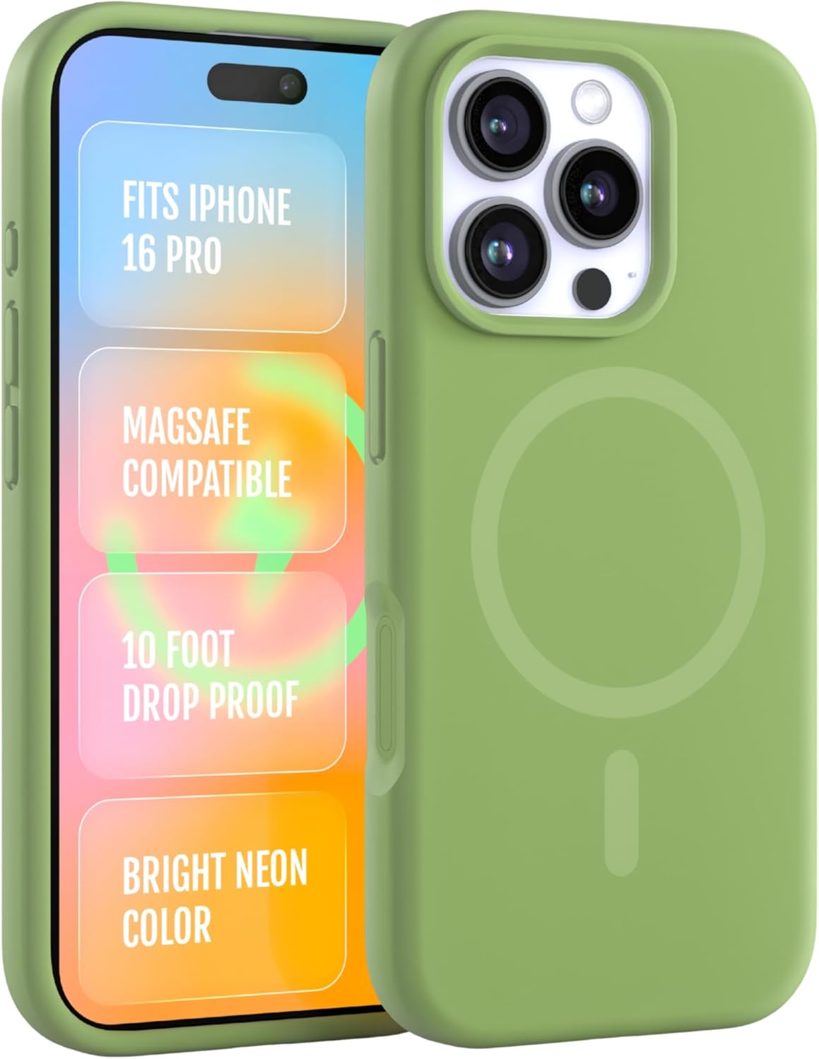 FELONY CASE for Apple iPhone 16 Pro - MagSafe Phone Case, Liquid Silicone, Neutral Color with Anti-Scratch Microfiber Lining, Non-Slip Grip & 360° Shockproof Protection (Sage Green)