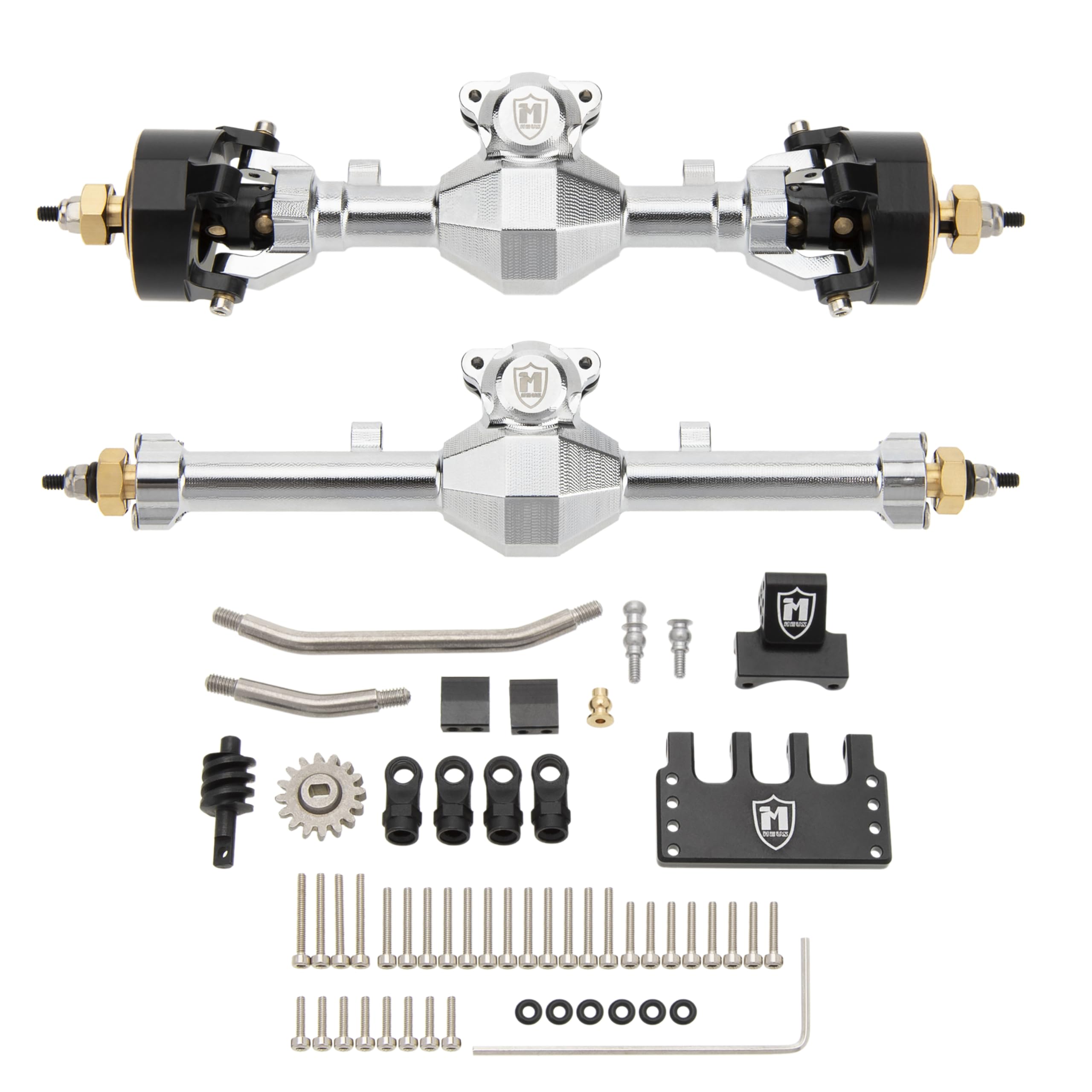 MEUS Racing Isokinetic 3-Section CVD Front and Rear Axles Maximum Steering Angle 52° Wider +5MM for Axial SCX24 Deadbolt C10 JLU Gladiator Bronco 1/24 RC Crawler Upgrade Parts (Electroplated Silver)