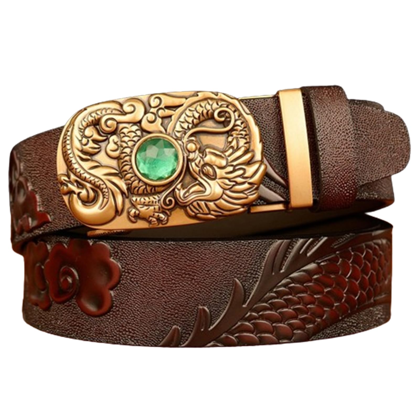 Ceinture Automatique En Cuir For Homme, Sans Trous, Gaufré Avec Fermeture Sculptée, Idéale For Les Tenues Habillées