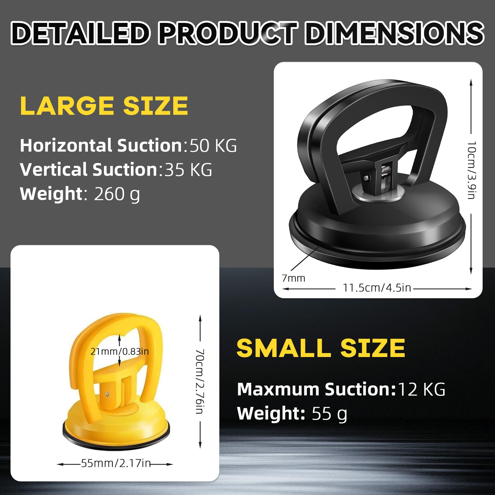 Car Dent Puller, 3-Pack Car Handheld Puller,Upgraded Model Car Dent Puller Kit,Strong Car Dent Remover.Repair kit for car Bodies, Glass,Ceiling and Moving Objects(Black+Yellow). - 5