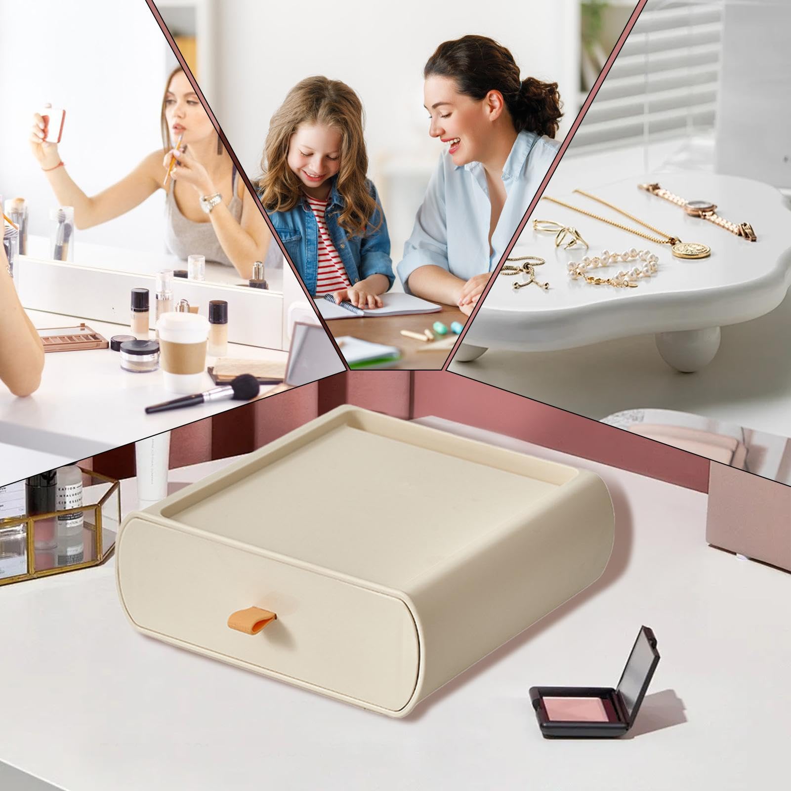 Organizer Per Cassetti In Plastica Trasparente - Set Da 7 Pezzi Impilabili, Per Trucco, Ufficio, Casa - Foto 14