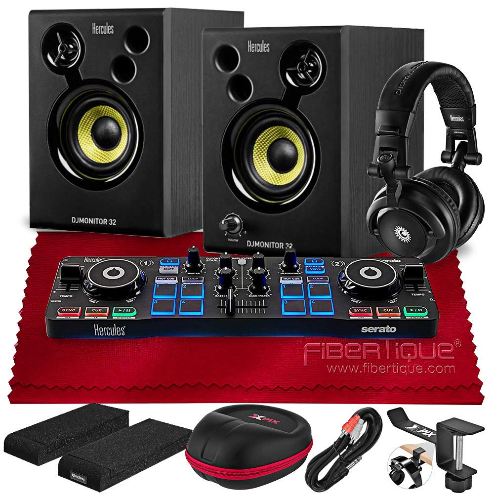 Hercules DJStarter Kit with DJControl Starlight, DJMonitor 32, HDP DJ M40.1 Headphones, Serato DJ Lite + Xpix Headphone Case, Xpix Headphone Hanger, Monitor Isolation Pads, Cable & Cloth