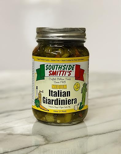 Miniatura 7 de SOUTHSIDE SMITTI'S - GIARDINIERA ESTILO ITALIANO - MEDIANO - 16 oz - Los mejores pimientos Giardiniera estilo Chicago - Receta original Southside