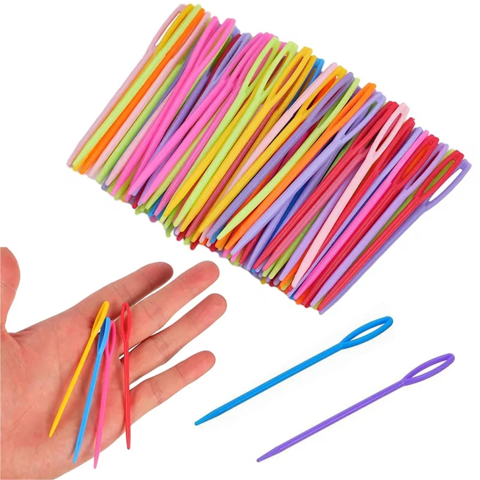 Agujas de coser de ojos grandes, 800-1600 piezas de colores mezclados al azar, agujas de ganchillo de ojo grande, herramientas de bordado (1200 piezas)